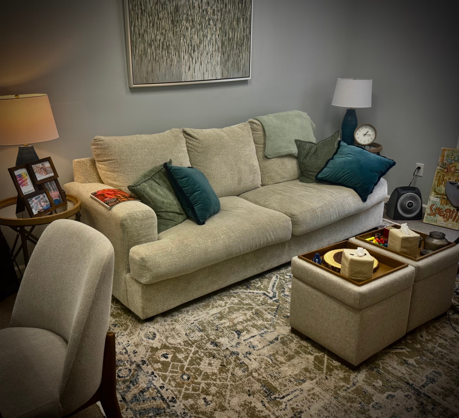 Comfortable office lounge at Turned Leaf Psychiatry in Ridgeland, MS